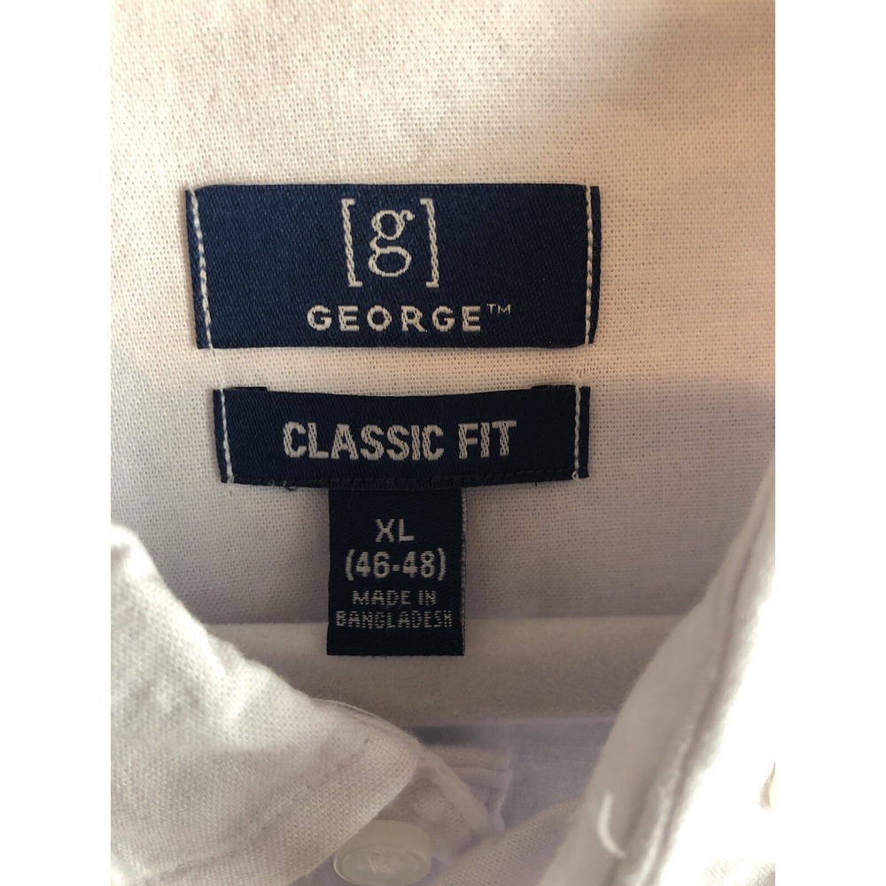 George Mens Dress Shirt XL 46-48 White Long Sleeve Button Down Classic Fit NEW - Picture 2 of 12